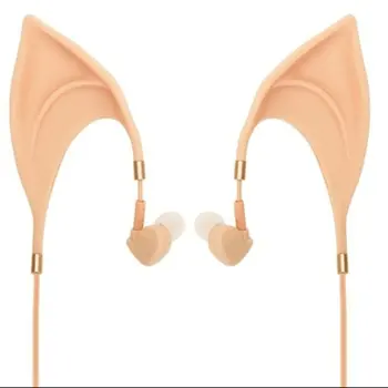 

Cute Elf Shape Earphone Noise Reduction In-ears Design Universal Wired Drive-by-wire Earphones Ear Cup Built-in Microphone
