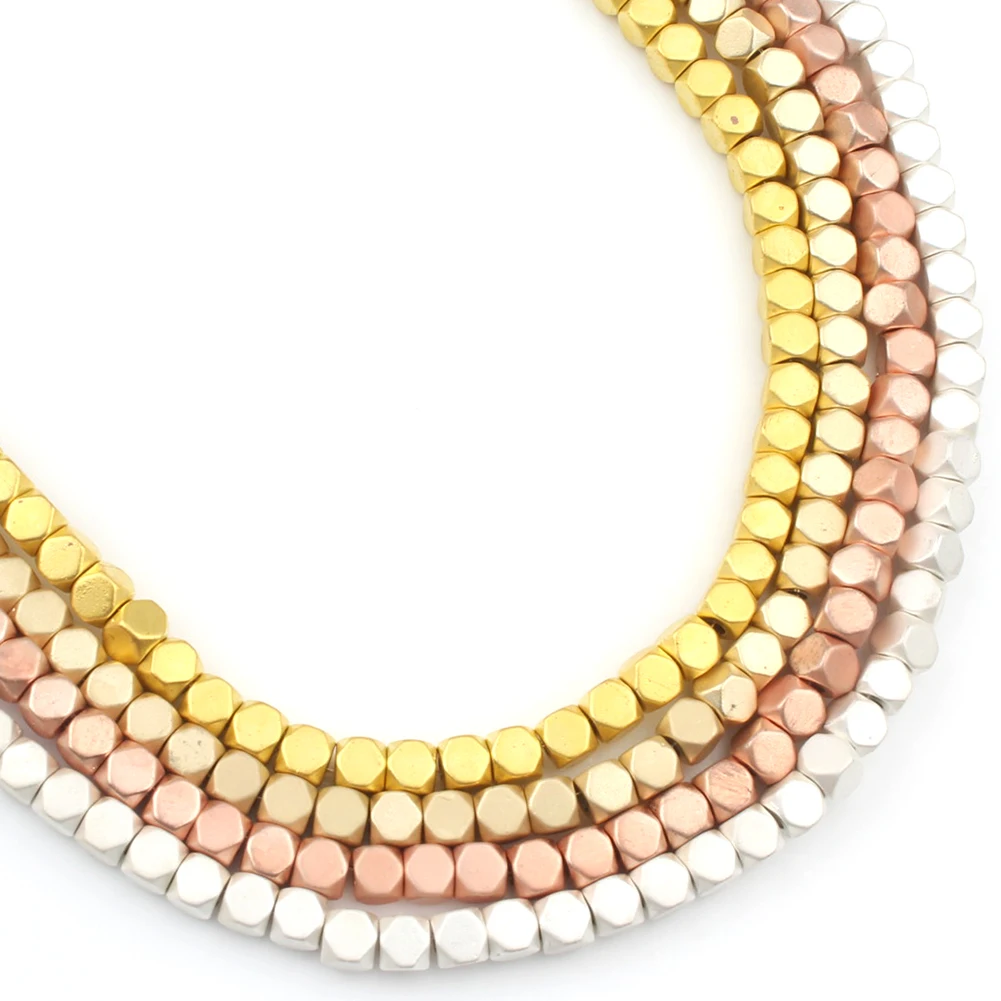 Натуральные матовые граненые квадратные гематитовые бусины 3 мм россыпью сделай