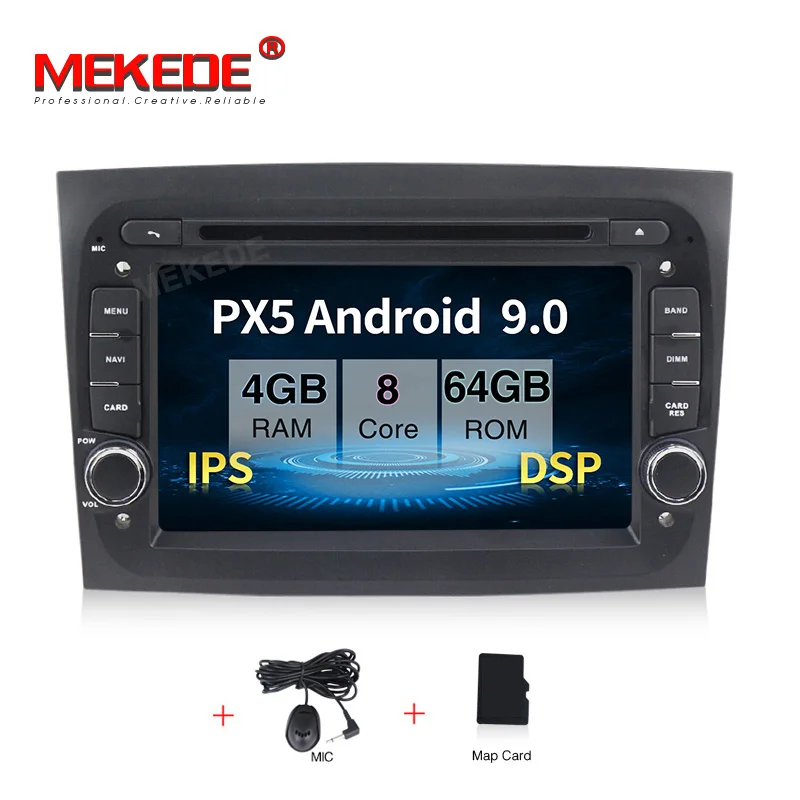 Ips DSP PX5 Android 9,0 4G+ 64G 8 core автомобильный dvd-радиоплеер для Fiat Doblo gps навигация TDA7851 wifi Bluetooth - Цвет: 64G CAR DVD