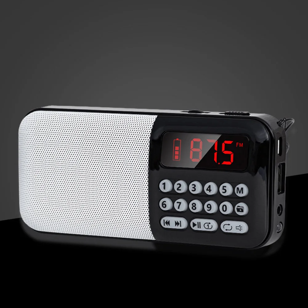 Портативный fm-радио перезаряжаемый беспроволочный динамик TF карта USB диск MP3 плеер мини-радио со светодиодный фонарь, гарнитура Jack
