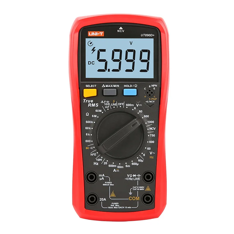 

UNI-T UT890D+ Digital Multimeter NCV and 6000-count true RMS digital multimeters AC DC DMM Capacitor Tester