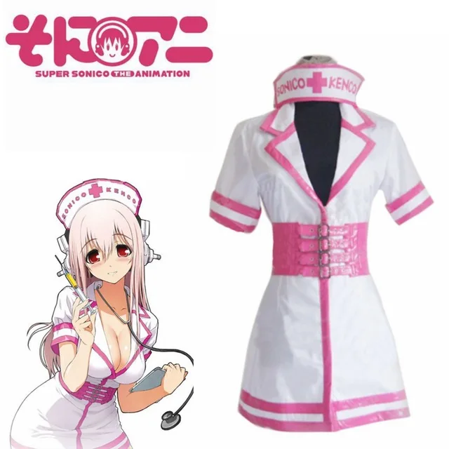 2020-Super-Sonico-SONICOMI-Nurse-Uniform-Cosplay-Costume-Outfit-Supersonico-60cm-Long-Pink-Ombre-Hair-Heat (2)