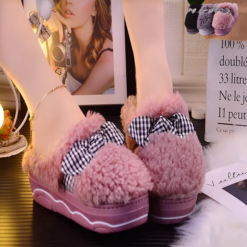 9115 pink Fujin/зимние тапочки; Теплая обувь на платформе; домашняя обувь для женщин; Модный дизайн; Плюшевые криперы; мокасины; женская зимняя обувь - Цвет: 9115 pink