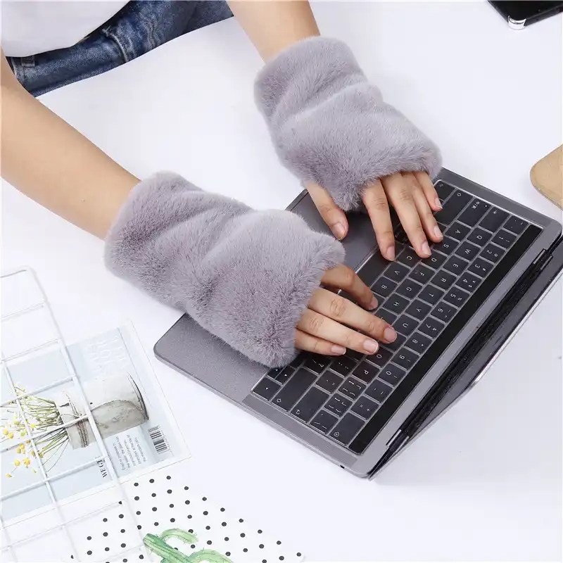 Qearlstar мягкие милые теплые перчатки из искусственного меха плюшевые безпальцевые