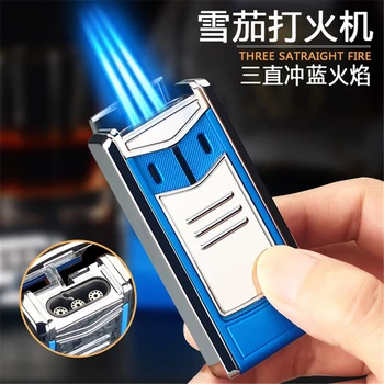 

1300 C Windproof Torch Jet Turbo Gas Lighter Three Nozzles BBQ Ignition Inflatable Butane Spray Gun Cigar Cigarettes Lighters