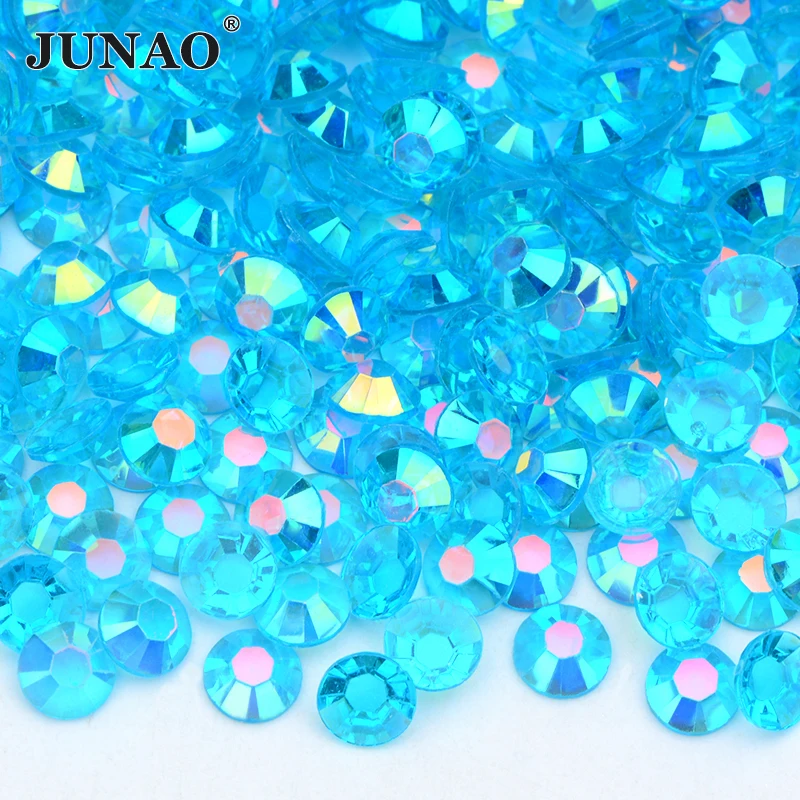 JUNAO 2mm 3mm 4mm 5mm 6mm Transparent Pink AB Rhinestones Jelly Crystals In Bulk Flatback Nail Stones Non Hotfix Strass for Cups dress stitching materials