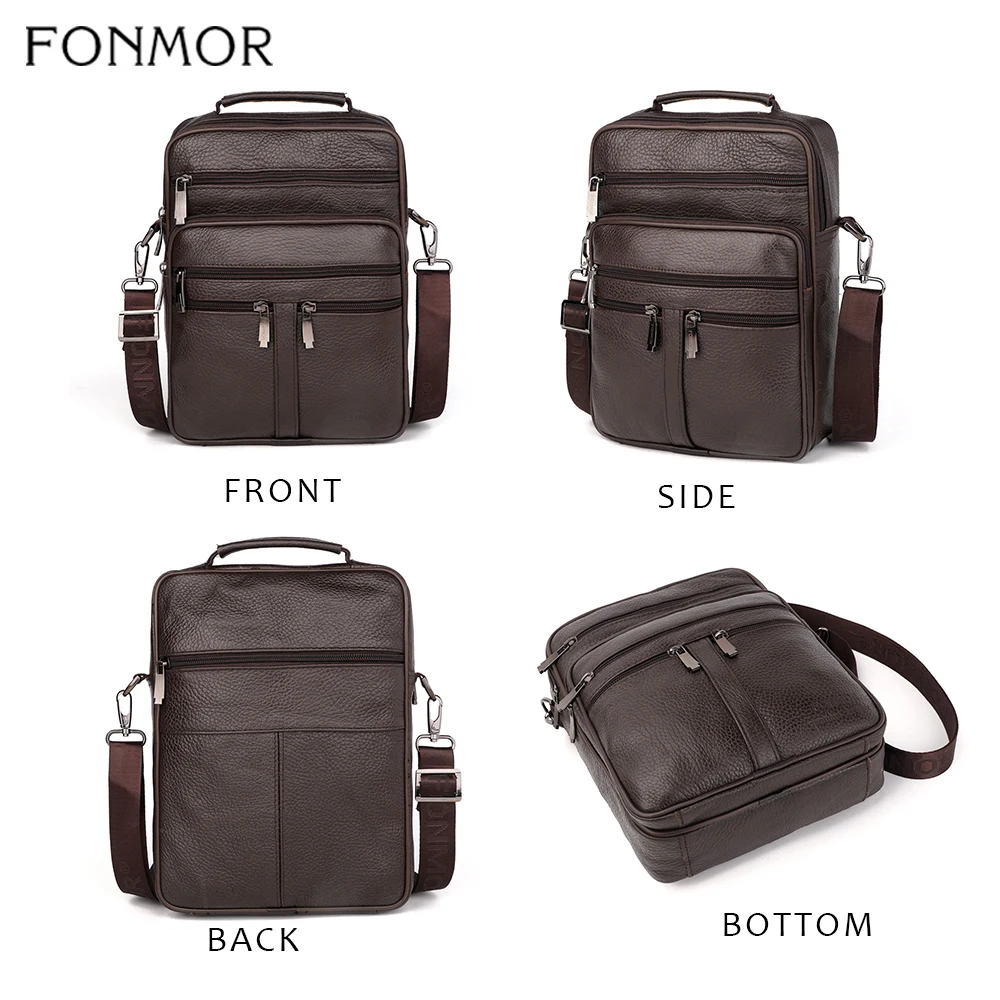  Fonmor Genuine Leather Bag Male Cowhide Crossbody Bags Shoulder Messenger Bags For Men Tote Ipad Br - 4000036070701