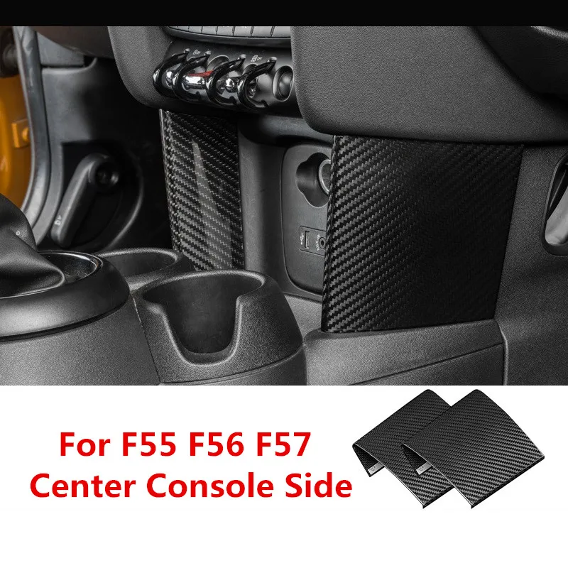 2pcs Real Carbon Fiber Car Interior Decoration Center Console Side Cover Sticker Moulding Trim for Mini Cooper F55 F56 F57 - Название цвета: Carbon fiber