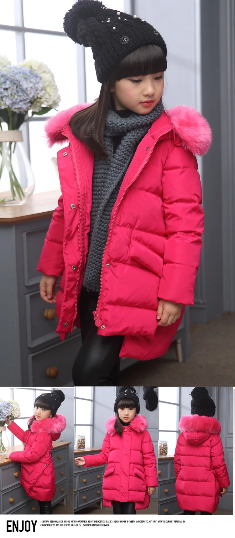 Коллекция года, модные зимние куртки-пуховики для девочек детские пальто теплая детская верхняя одежда на утином пуху для холодной погоды до-30 градусов, куртка