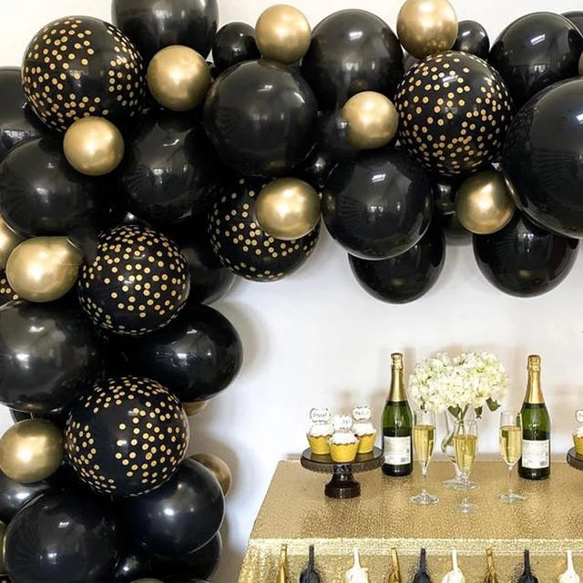 Gold Black Balloons Graduation Decorations  Black Gold Graduation  Decorations 2022 - Ballons & Accessories - Aliexpress