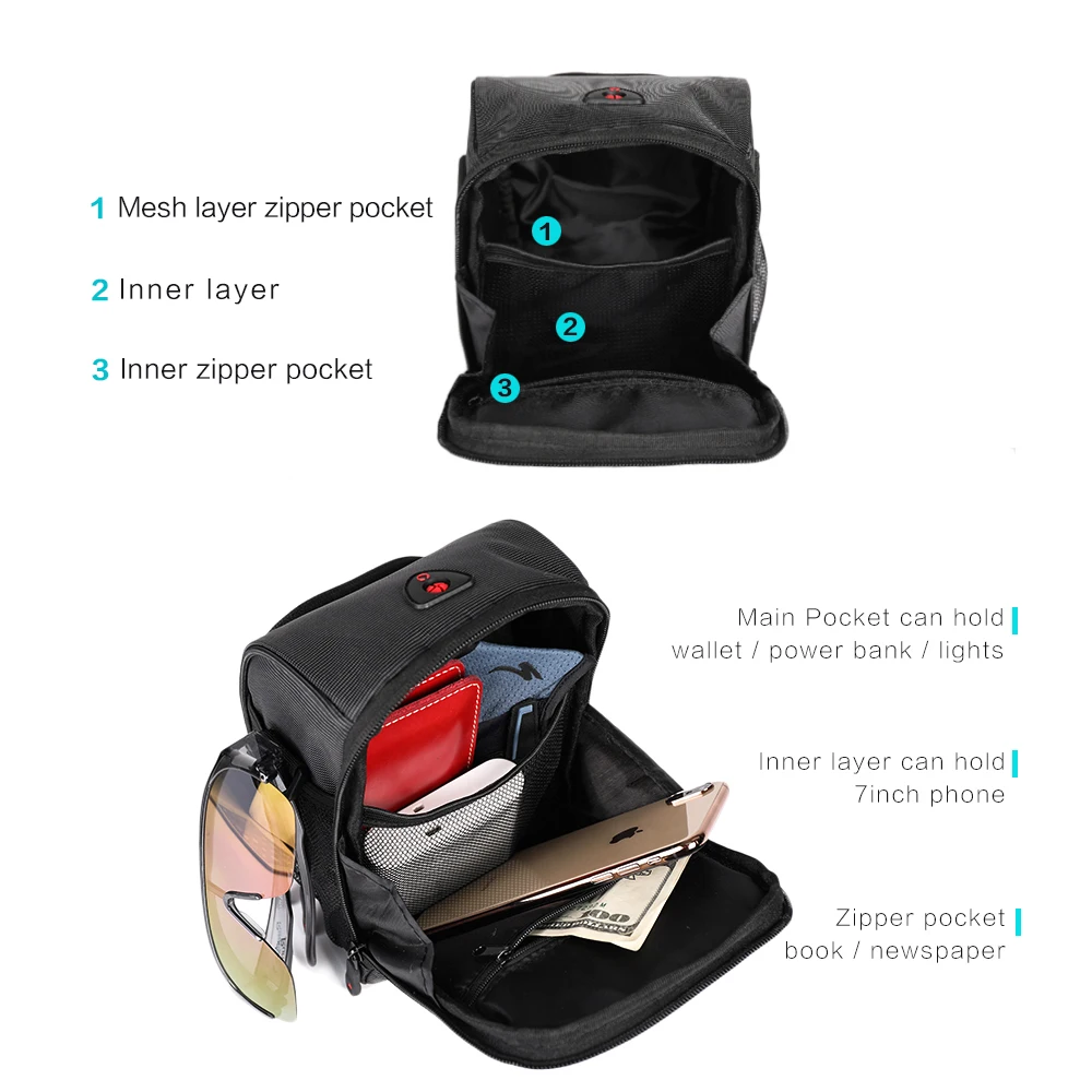 Sac De Vélo GOTINSN 6L Avec Support Téléphone – Panier Avant étanche Et Isolant (Noir)