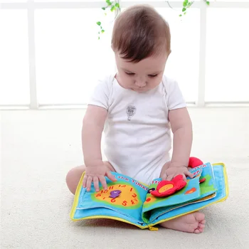 

Baby Toys 0-12 Months Intelligence Development Cloth Book Stroller Rattle Toys Unfolding Activity Books Cute Kids Toys 6 Pages