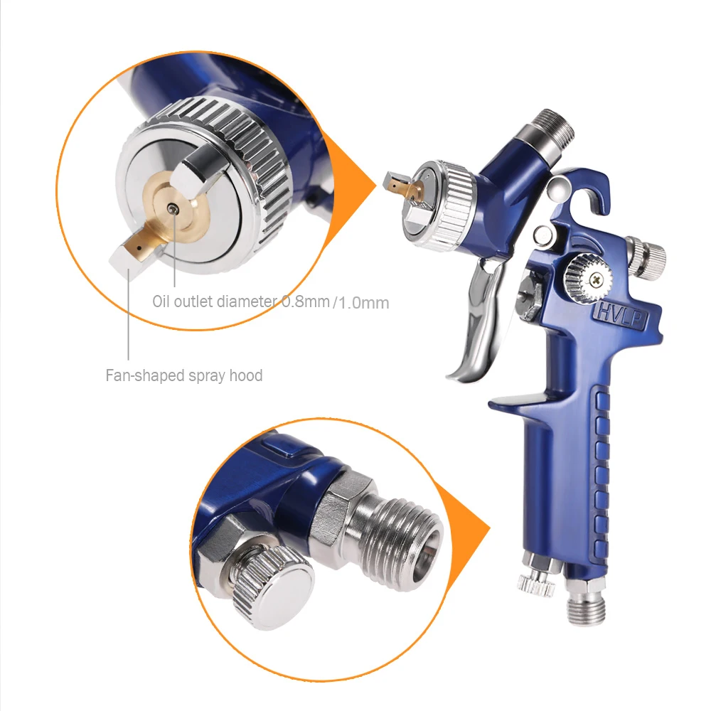 0,8 мм/1,0 мм Мини HVLP Spary пистолет Краски Аэрограф HVLP тяжести подачи воздуха для настенной автомобиля Краски ing лак для ногтей для украшения торта Краски ing распыления