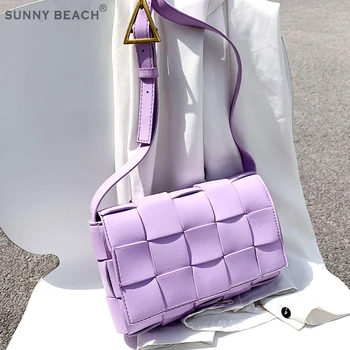 

Luxury Weave PU Leather Crossbody Bags Small Shoulder Bag Travel Cute Handbags Lady New Cross Body Bag message bag