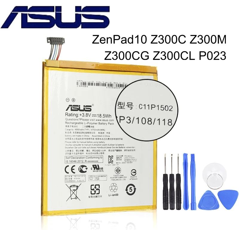 

ASUS C11P1502 Tablet PC Original Battery For ASUS ZenPad10 Z300C Z300M Z300CG Z300CL P023 P01T 10.1 4890mAh High Capacity