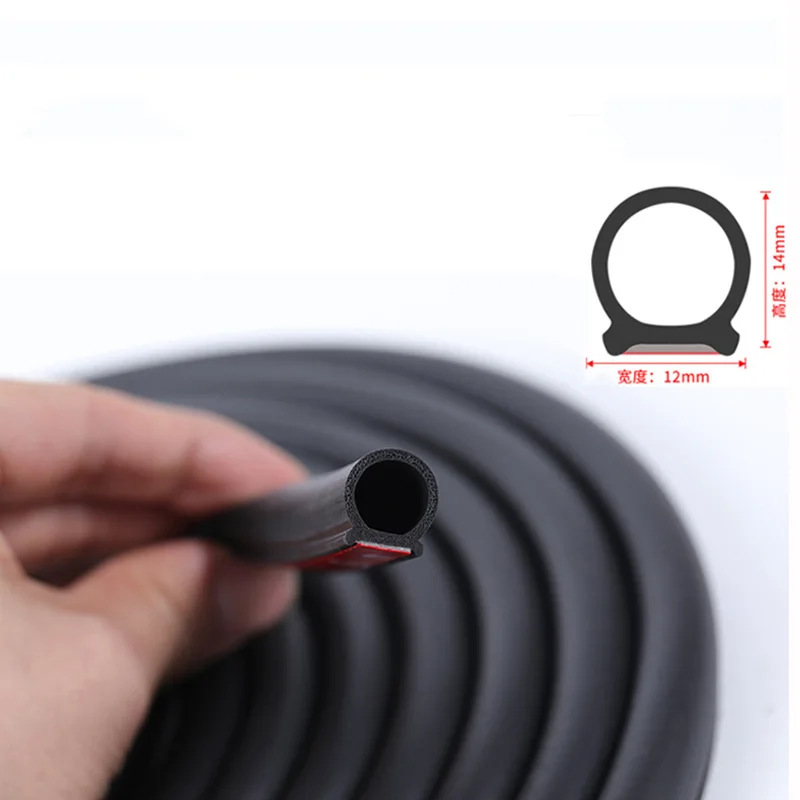 

Big D Type Sealing Strip 2M Car Door Seal Strip Sticker Anti-Dust Soundproof Sealing Rubber Noise Insulation Auto Accessory