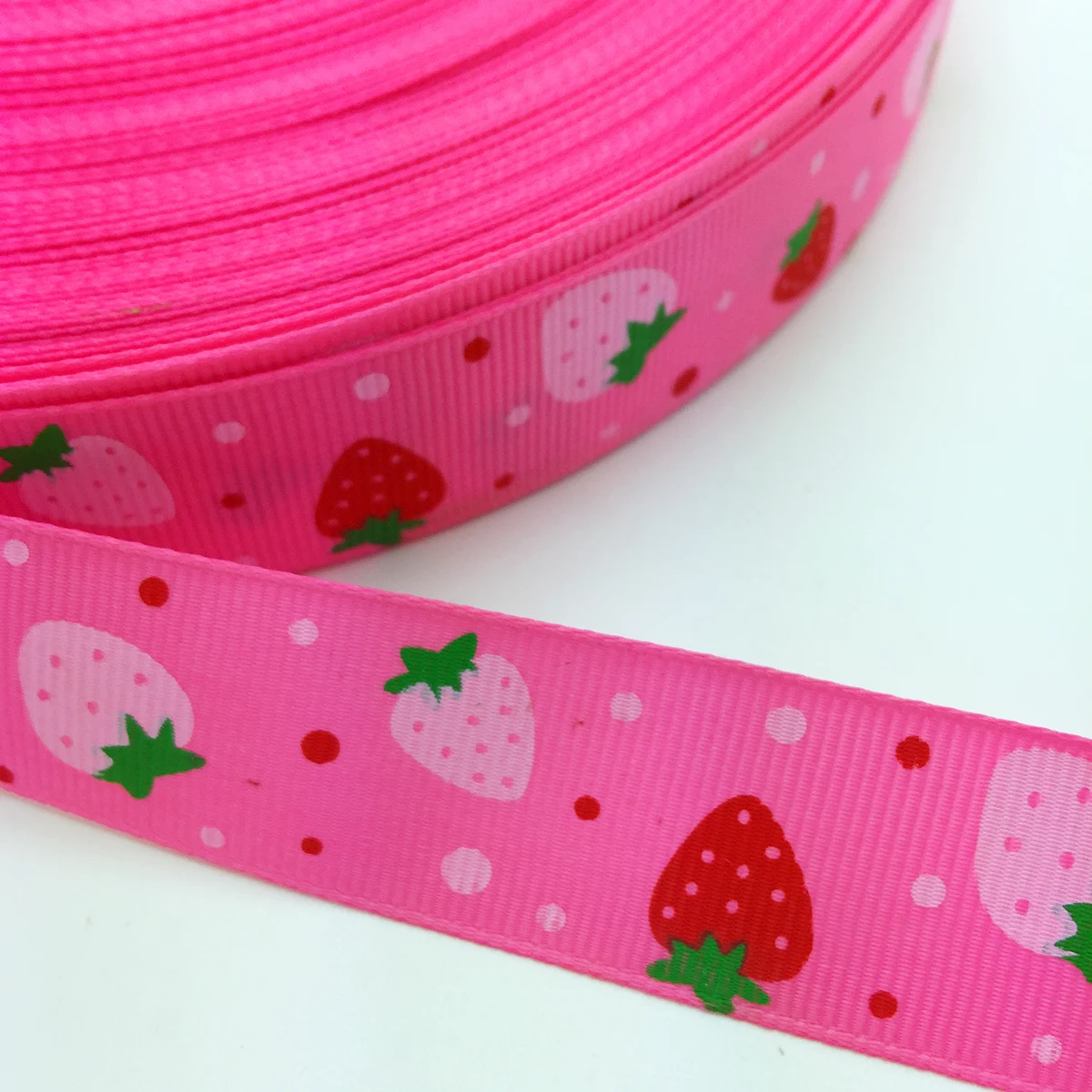 Новые DIY 5 ярдов 1 ''25 мм Клубника Фрукты печатные корсажная лента для волос лук Вечерние ремесло - Цвет: Rose