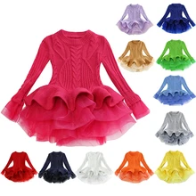 Плотное теплое элегантное платье-свитер для маленьких девочек; вязаное шифоновое платье; коллекция года; зимние платья для девочек на Рождество, свадьбу, вечеринку; одежда для маленьких девочек