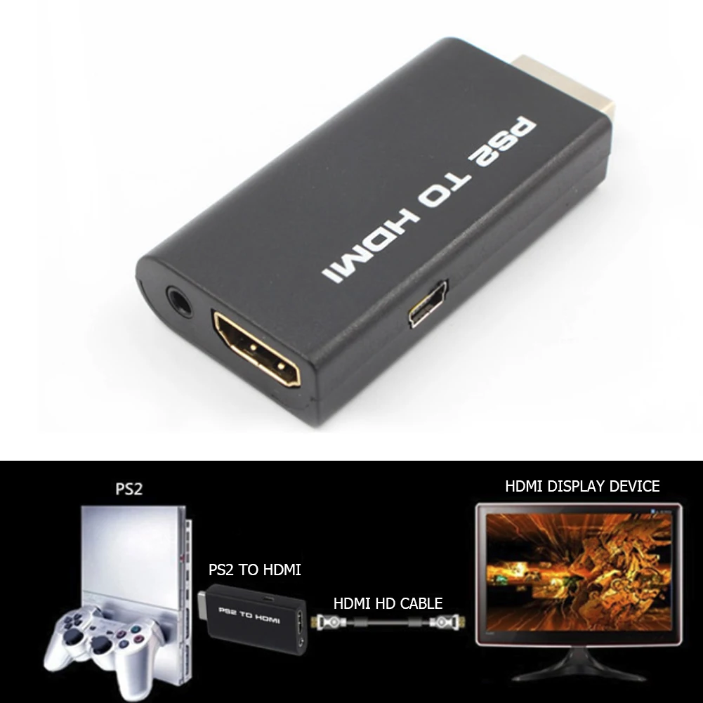 PS2 к HDMI аудио видео конвертер адаптер с 3,5 мм аудио выход PS2 плеер к HDMI для HDTV Поддержка 480i 576i 480P