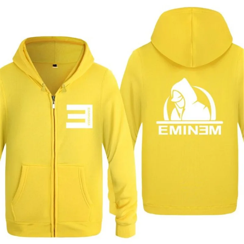 yellow hoodie 11 Мужские толстовки с капюшоном в стиле рок, Hardcore, Rap, Eminem, Printes, Мужская толстовка в стиле хип-хоп, флисовая куртка на молнии с длинным рукавом, пальто, Мужская толстовка, спортивный костюм - Цвет: yellow hoodie 11