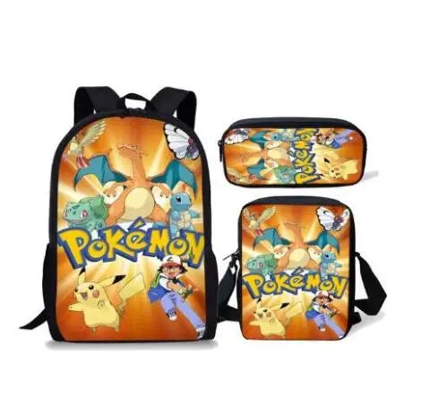picture color Бренд 3 шт./компл. Pokemon Haunter Иви футболки с изображением героев из мультфильма «Покемоны» рюкзак для мальчиков и девочек с рисунком Пикачу для школьников Дети школьный рюкзак - Цвет: picture color