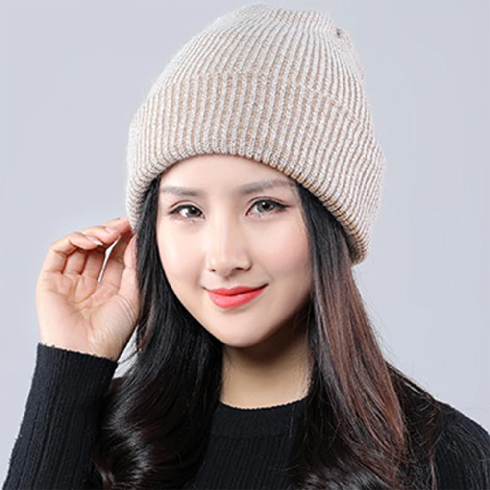 Adult Hairball Knit Hat Casual Skullies Beanies Women Men Solid Rabbit fur Cap Warm Windproof Outdoor Accessories
