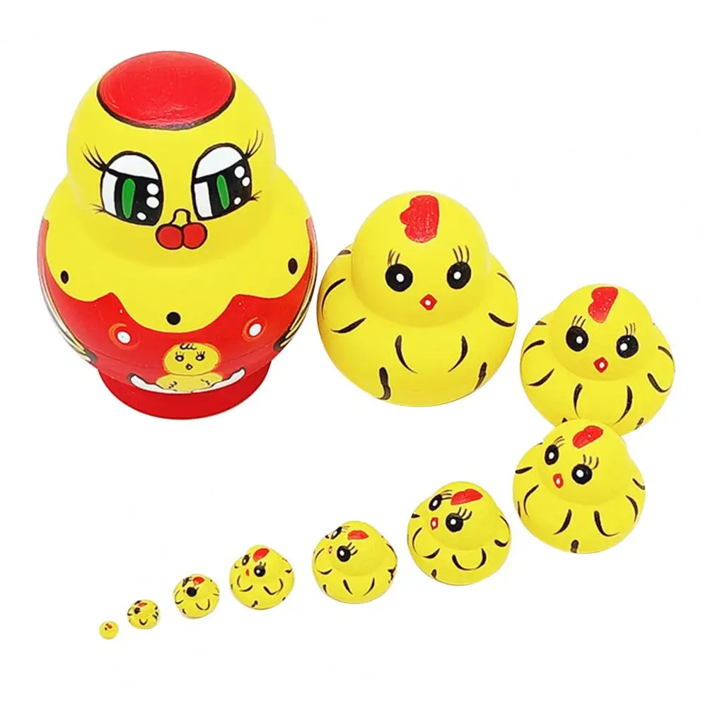 1 Set Ten Layers Russian Dolls Cartoon Chick Animal Design Home Decor Matrioska Toy for Child Gift