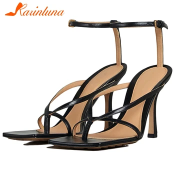 

KARINLUNA 2020 Summer Dress Sandals Sexy High Thin Heels Party Women Sandals New Luxury Brand Concise Metallic Women Shoes