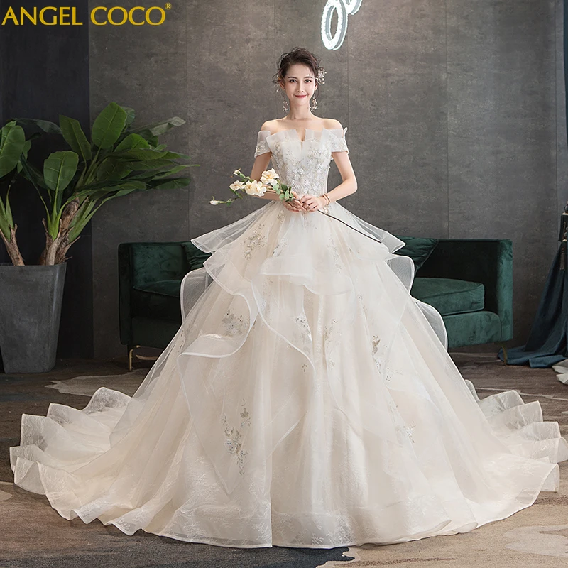 

2019 White Vestido De Noiva Wedding Dress Custom made Plus Size Bridal Romantic Tulle Mariage Maternity Dresses Robe De Mariee