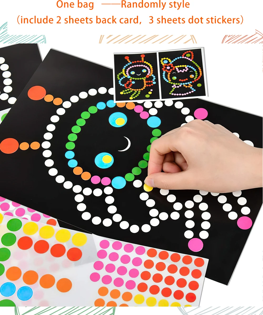 Children DIY Cartoon Dot Puzzle Colorful Cute Animal  Learning Early Education Toys Primary Mosaic Sticker Games for Kids Gifts