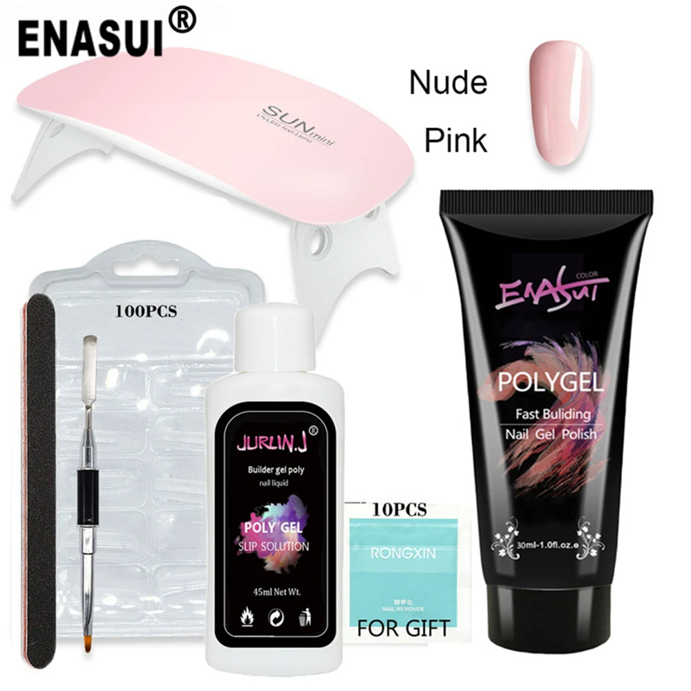 nude pink ENASUI набор для наращивания ногтей из полигеля, набор инструментов для наращивания ногтей, набор для начинающих и профессионального маникюрного техника - Цвет: nude pink