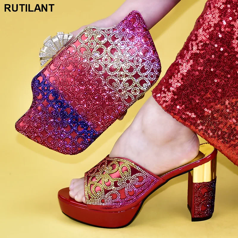 

New Fashion Shoe and Bag Set for Party In Women Italian Shoes with Matching Bags for Women African Ladies Wedding Shoes and Bags