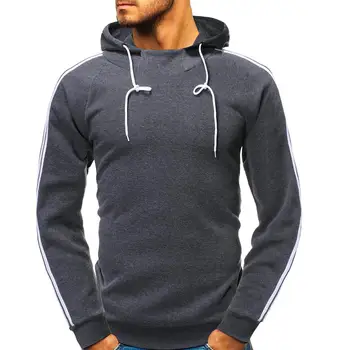 

Outwear Sportswear Tracksuit Hoody Ribbon Splicing Casual Hooded Pullover Hoodies Sweatshirt for Men Black Gray