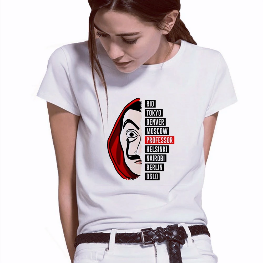 New Money Heist Tshirt The House of Paper La Casa De Papel T Shirt Women Summer Casual Dali Mask Casa De Papel T-shirt