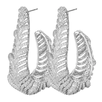 

Luxury Geometry Rhombus Hollow AAA Cubic Zirconia Big Stud Earrings Women Big Statement For Women Girls Earring Accessories