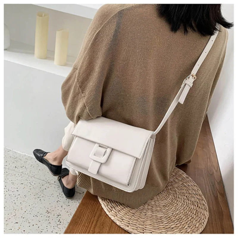 

Shoulder Girl Bag Temperament Simple Solid Color Women's Cross body Bag Casual Wild Quality Lady Diagonal Bag Black White Tide