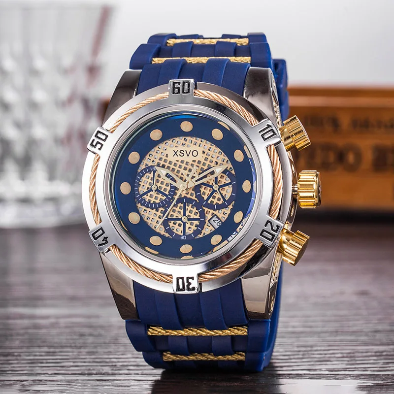 

Brazil Hot Selling Large Dial Inv Three-Eyed Six-pin Multi-functional Ticks Silica Gel Sports Quartz Watch