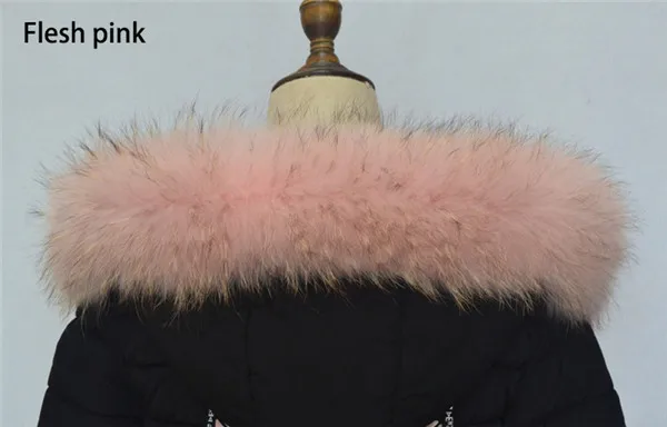 Pink Новая мода горячая Распродажа натуральный мех воротник из натурального меха енота Женский Шарф Зимний теплый воротник длинный меховой воротник - Цвет: Pink