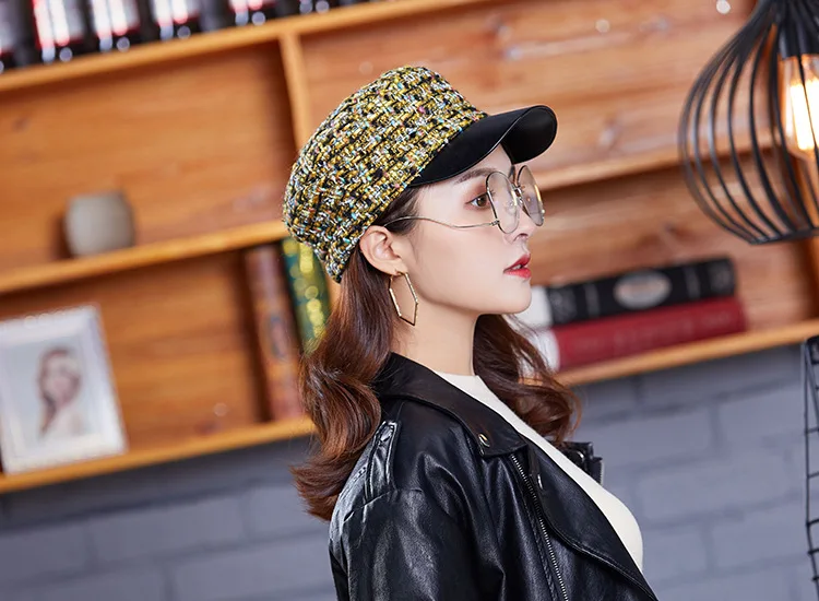 small breeze skin along the duck tongue octagonal hat women fall/winter flower berets fashion flat top navy hat