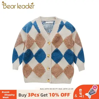 

Bear Leader Kids Autumn and Winter Long Sleeve Sweaters Knitted Geometric Pattern Clothes Casual Outfits Children Fashion Suits