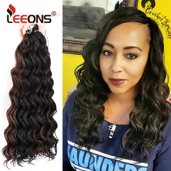 

Leeons 20" Afro Ocean Wave Crochet Hair Extensions Strands Synthetic Hair For Braid Low Temperature Fiber Crochet Hair Pre-loop