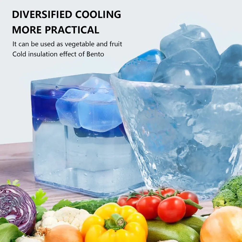 10 Pcs Reusable Blue Ice Cubes PVC Non-melting Ice Cube Food Grade Plastic Cold Drinks Without Dilution