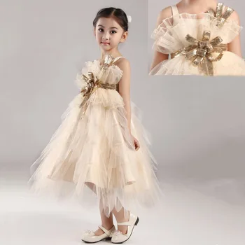 

2020 new fashion children's clothing children Girls Pompon Princess Flower Girl Wedding Dresses
