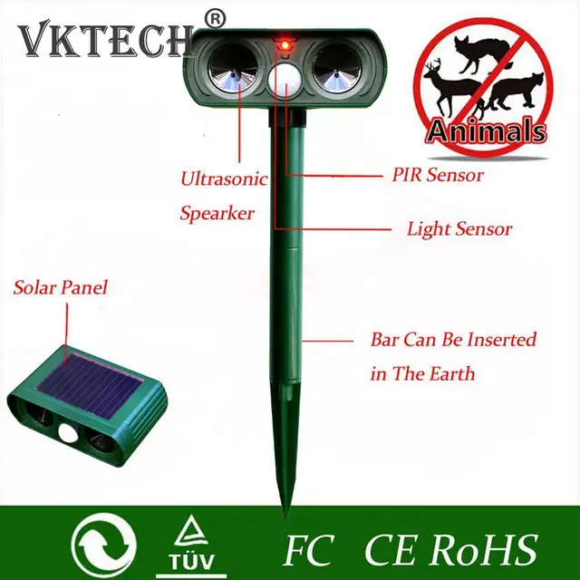 Kültéri Napenergia Ultrahangos Állati Visszataszító Kutya/Macska/Madár/Mozgásérzékelők Kerti Rovarok Anti Rovarrögzők - Image 3