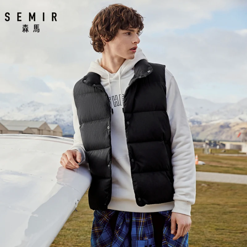 SEMIR пуховый жилет для мужчин Зимний мужской теплый пуховый жилет Топ Молодежная свободная одежда жилет для мужчин