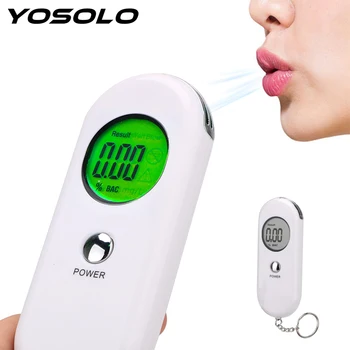 

YOSOLO Alcohol Breath Tester With Car Keychain Detector Test Backlight LCD Screen Breathalyser Device Breathalyzer Analyzer