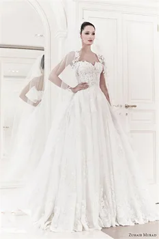 

2018 Vintage Beaded White Lace Chapel Train Sweetheart Tulle Corset Bridal Gown with Lace appliques mother of the bride dresses