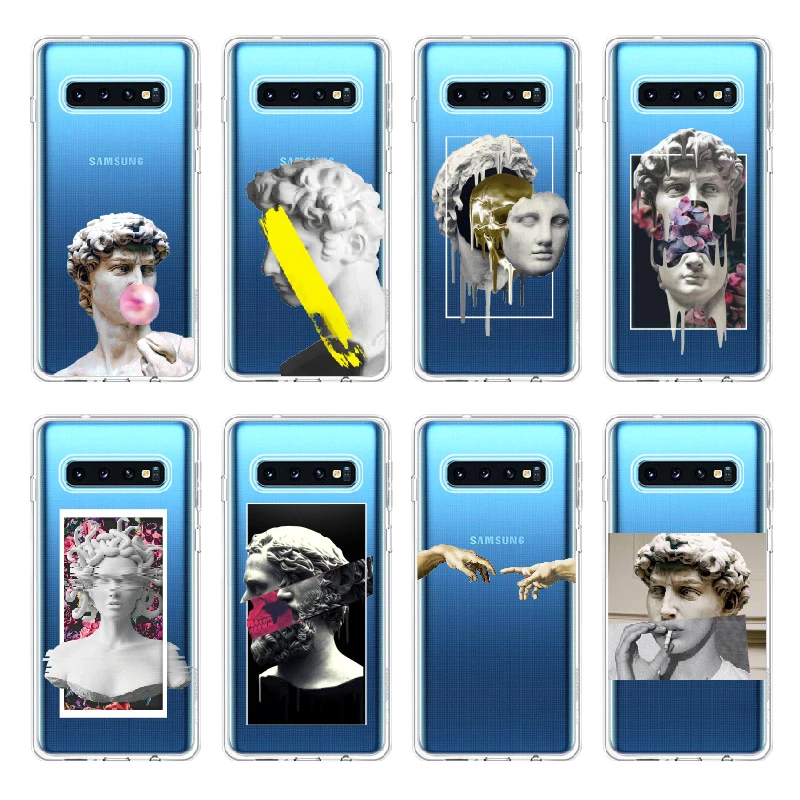 David Michelangelo Roman Statue For Samsung Galaxy Note 8 9 10 A7 A8 S8 S9 S10 S20 Plus Soft Crystal Slim Protective Clear Case | Мобильные