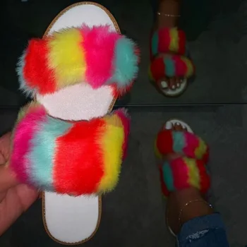 

Women Home Slippers Women's Slip On Indoor Fur Plush Woman Casual Female Ladies Shoe Comfort Wholesale Dropshipping All Season