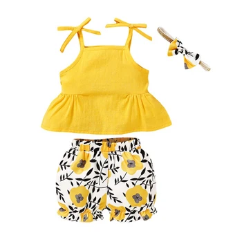 

Baby Kids Girls Vest Top Floral Print Shorts Set Toddler Girl Shorts Outfit Newborn Clothing Set